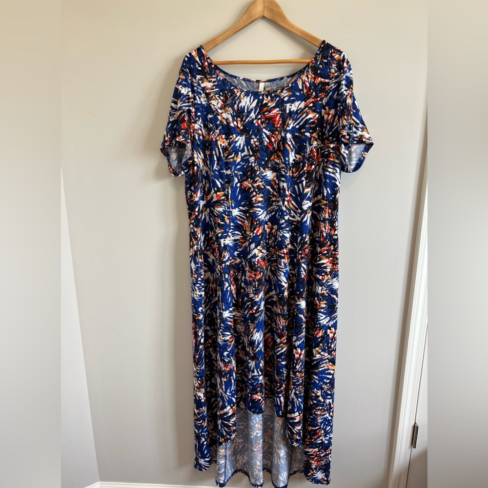 NY Collection Women Abstract High Low Dress Size 2X